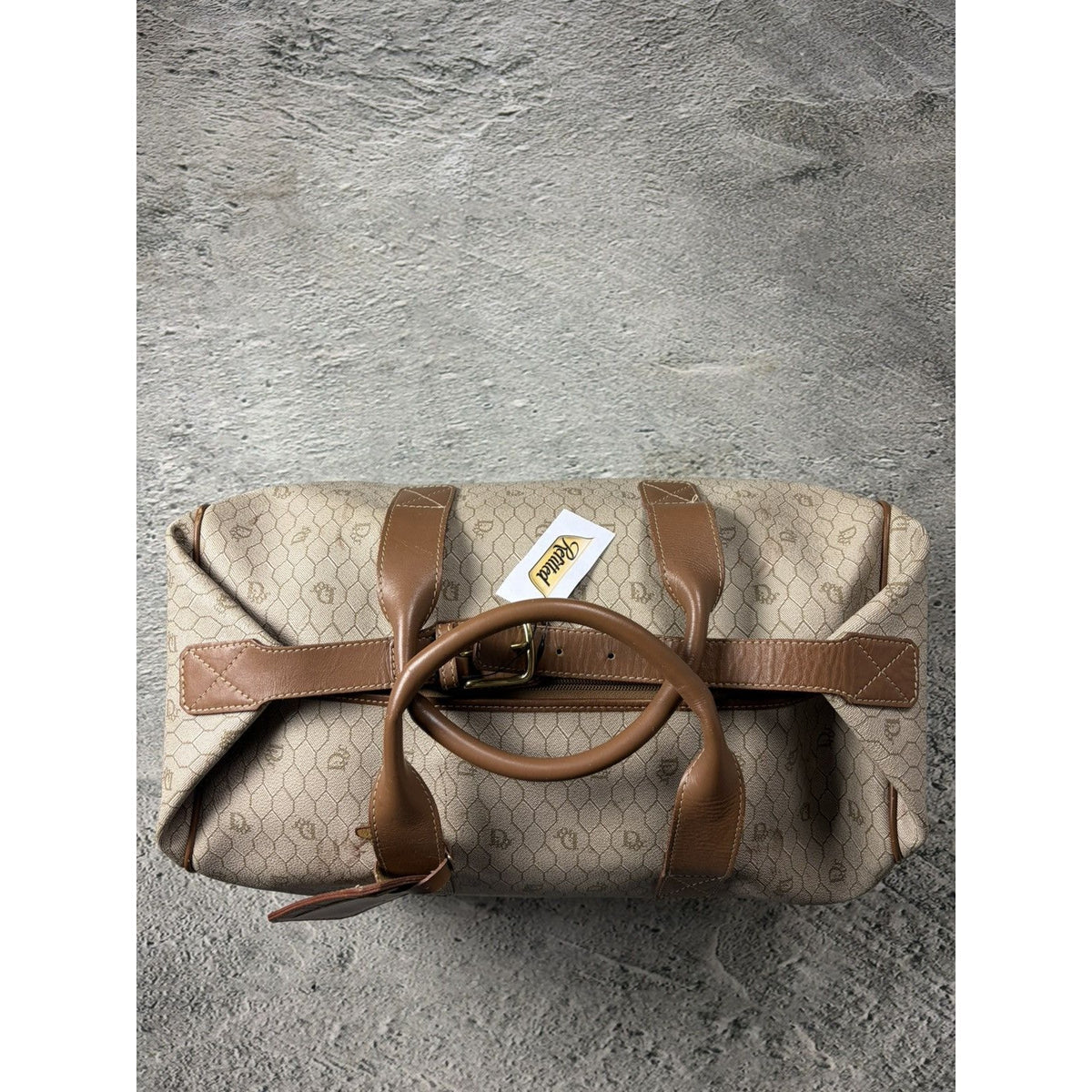 Christian Dior Duffle Bag 80s beige brown honeycomb