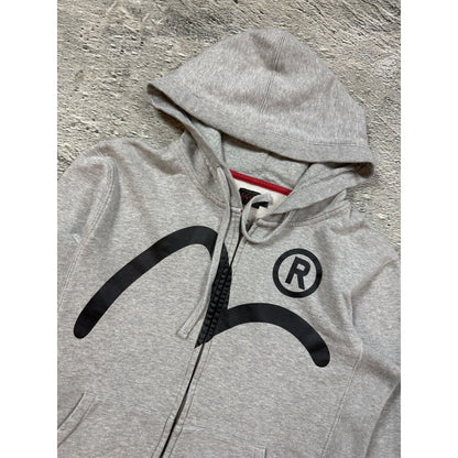 Evisu zip hoodie white grey vintage big logo Y2K