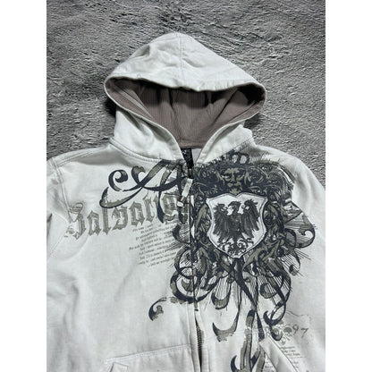 Y2K vintage zip hoodie white big logo opium