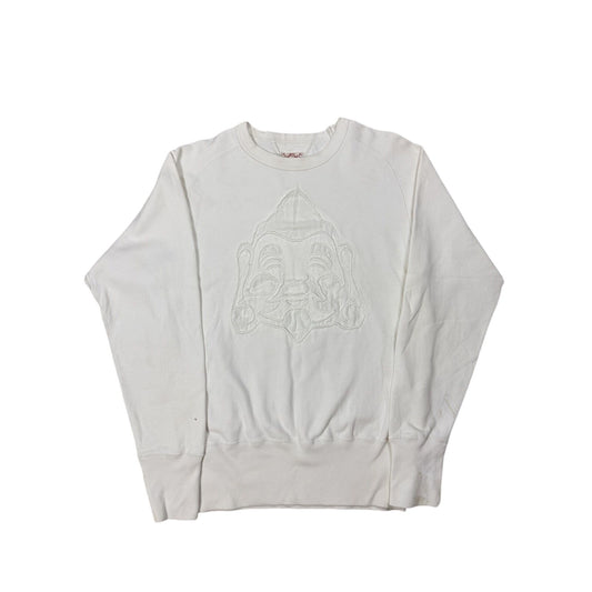 Evisu sweatshirt big logo face vintage white Y2K