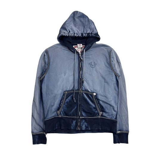 True Religion vintage navy blue zip hoodie faded Y2K