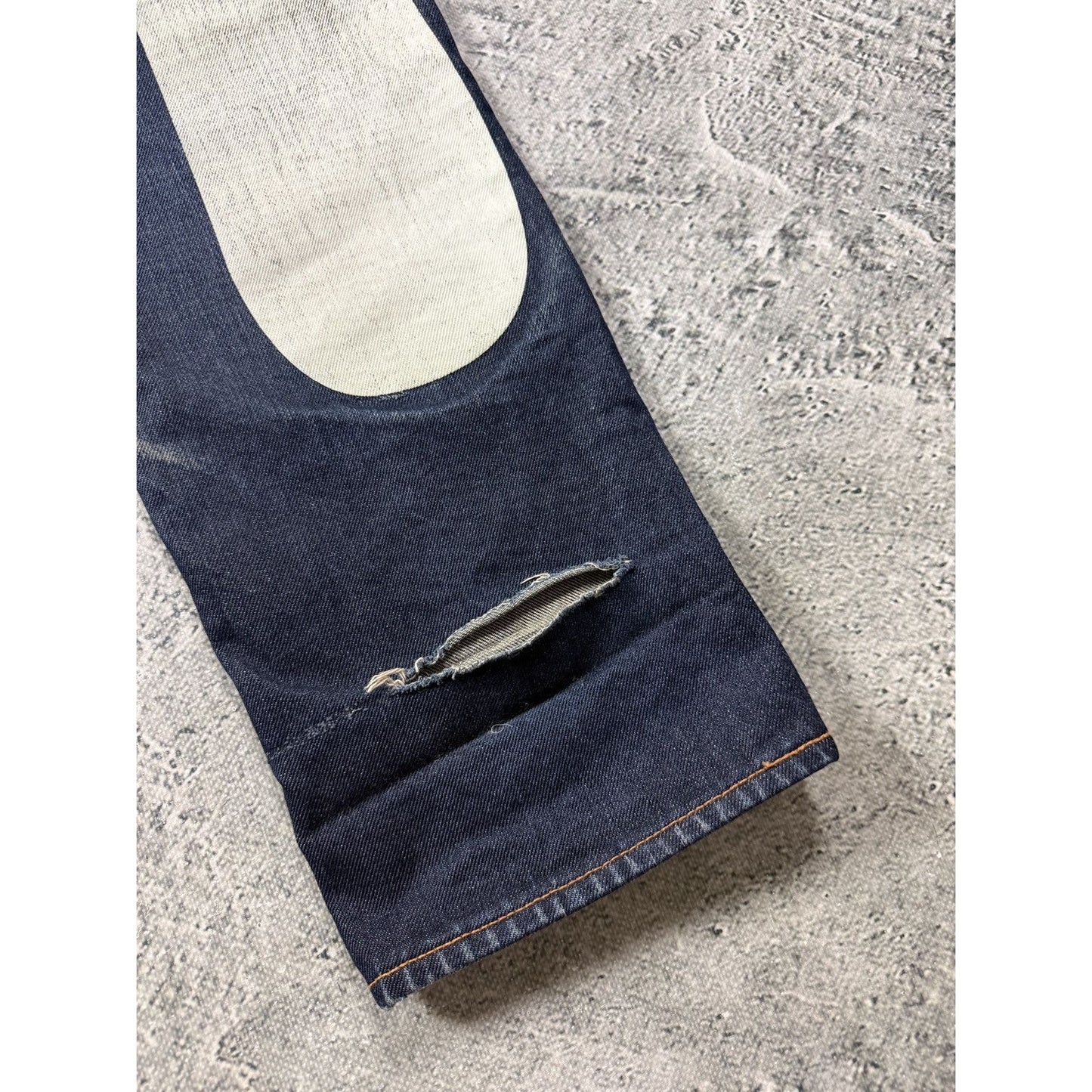 Evisu jeans white daicock big logo blue selvedge denim
