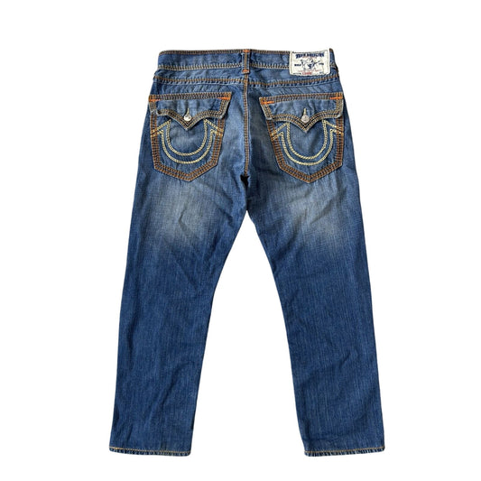 True Religion blue jeans thick stitching straight Y2K