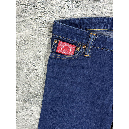Evisu Donna jeans bootcut heart pink seagull embroidery