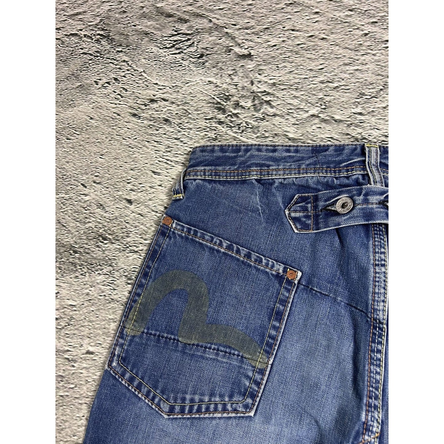 Evisu EU ED jeans vintage denim pants cargo navy blue Y2K