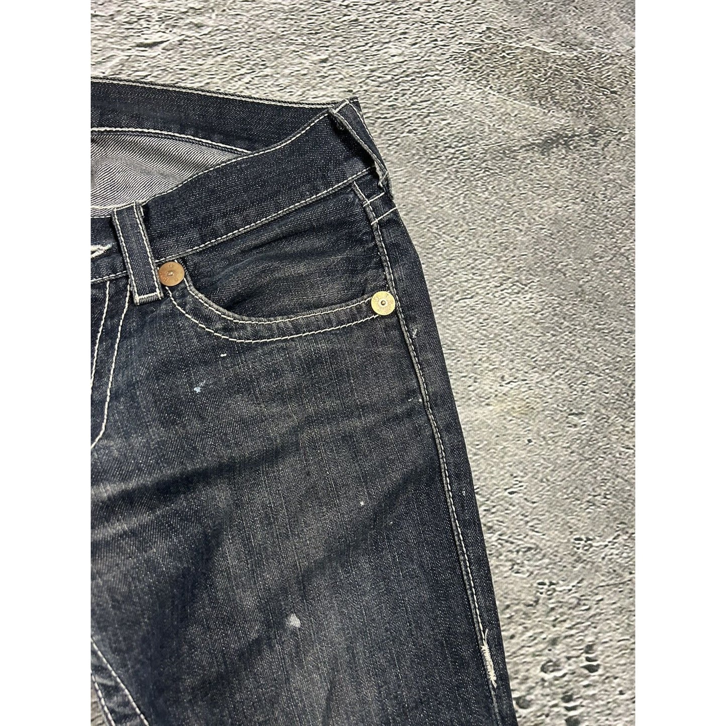 True Religion vintage jeans navy blue thick stitching Bobby