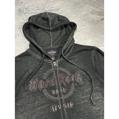 Hard Rock Cafe zip hoodie thin big logo vintage Y2K Seville