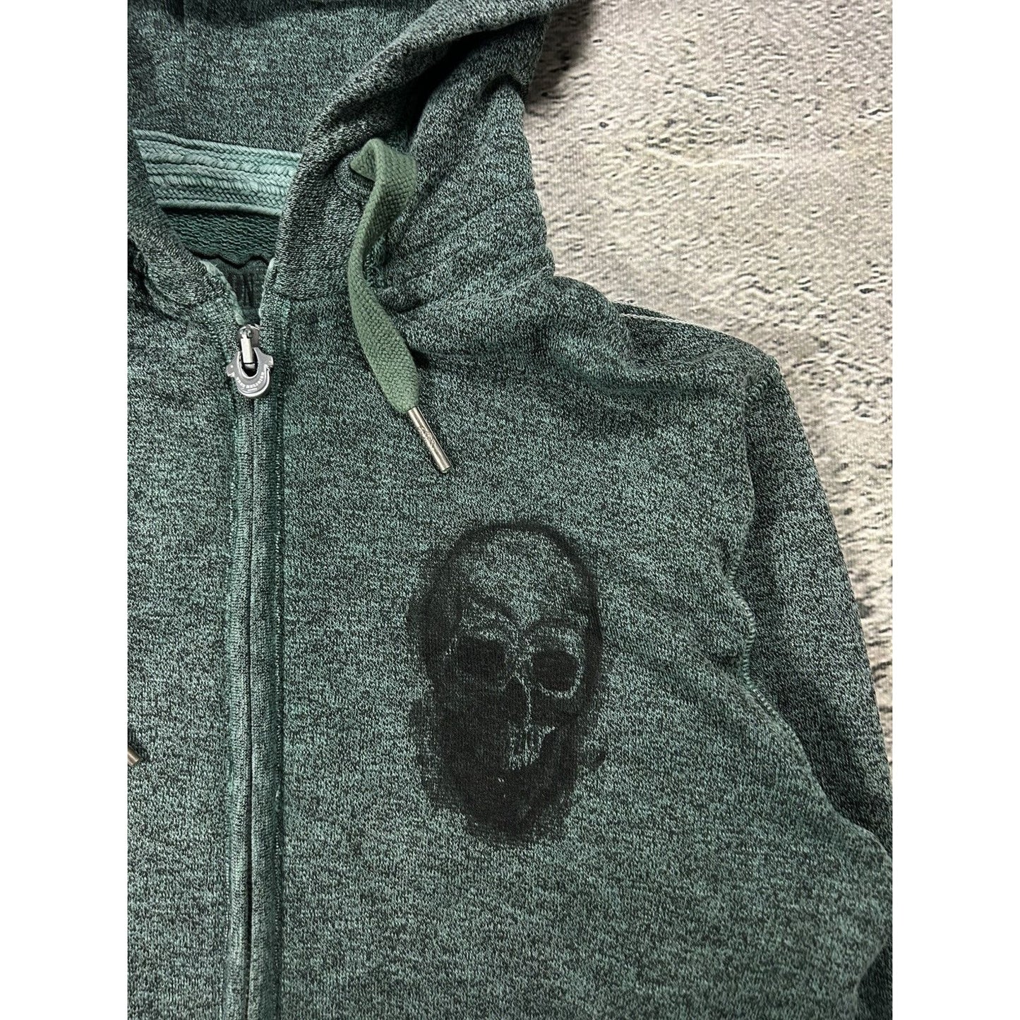 True Religion zip hoodie vintage Skull Green studded