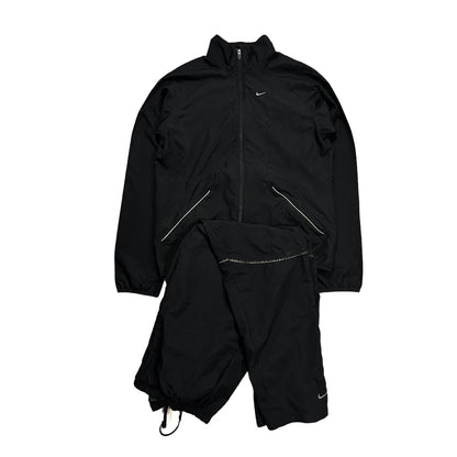 Nike track suit vintage black nylon set Y2K
