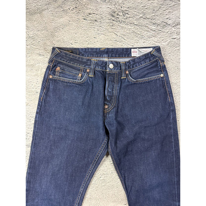 Evisu jeans brown logo selvedge navy raw denim vintage