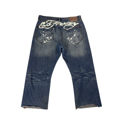 Ed Hardy Christian Audigier vintage jeans big logo pants
