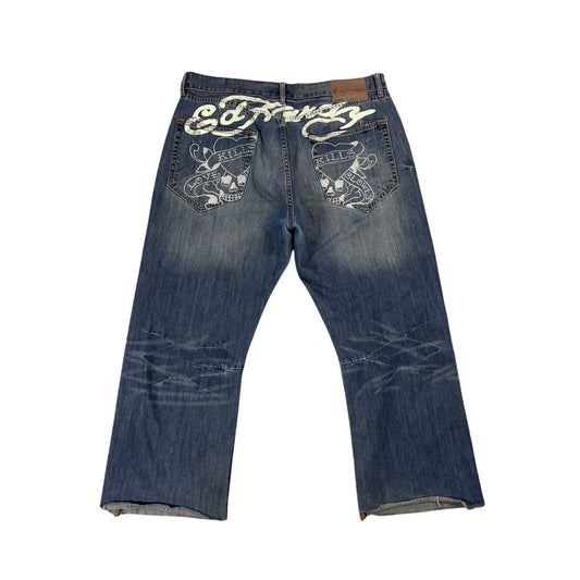 Ed Hardy Christian Audigier vintage jeans big logo pants