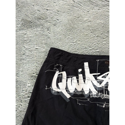 Quiksilver shorts black Y2K vintage fullprint graffiti surf