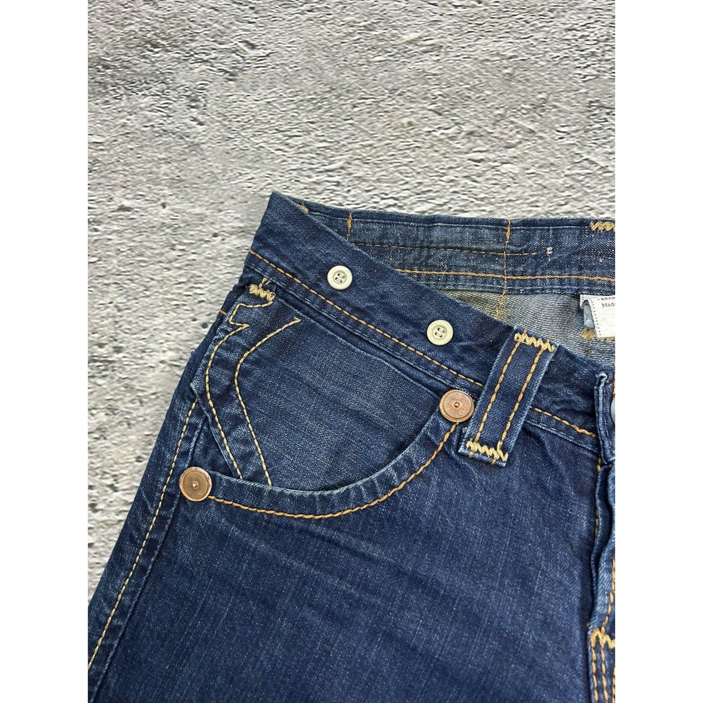 True Religion blue jeans thick stitching baggy Y2K