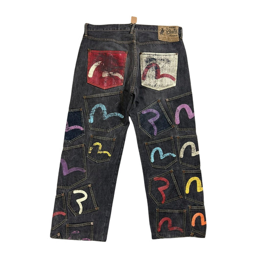 Evisu multipocket jeans multicolor vintage selvedge denim