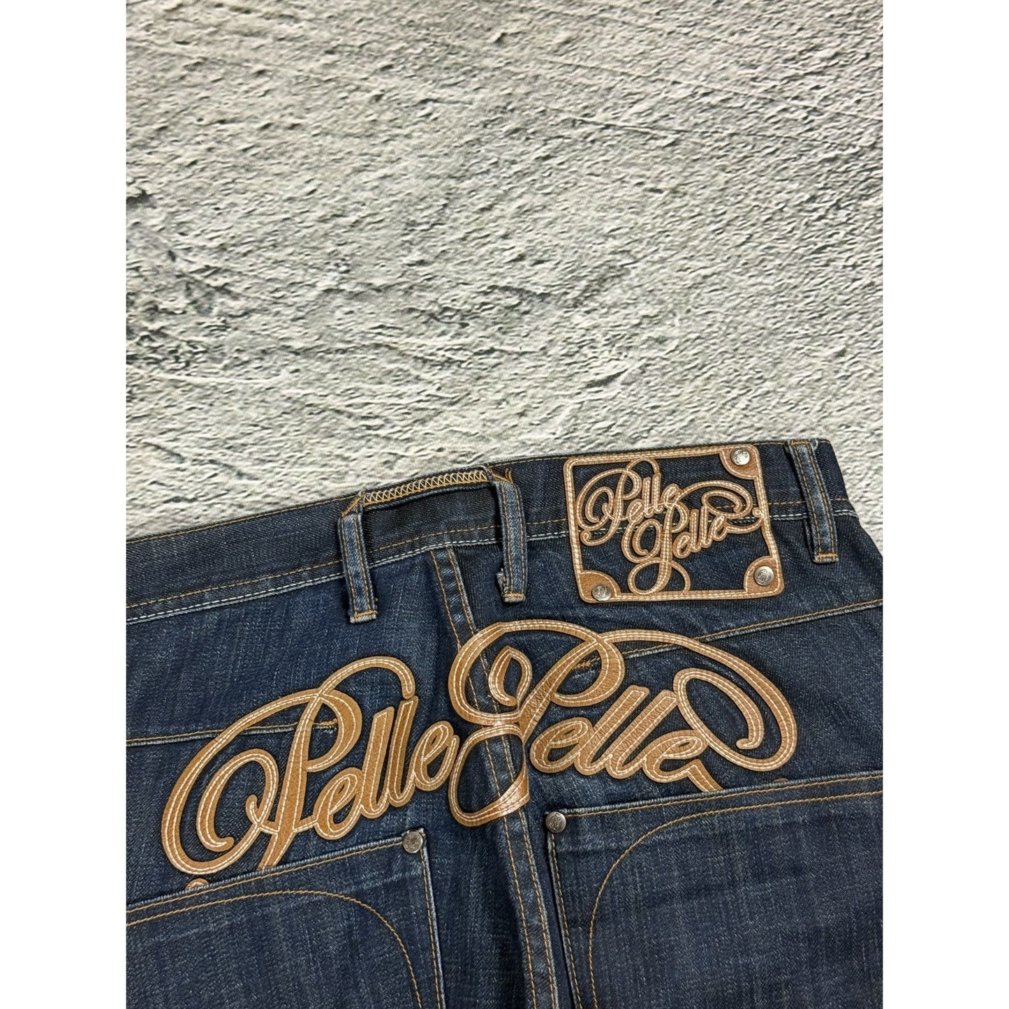 Pelle Pelle vintage navy blue jeans Y2K baggy denim big logo