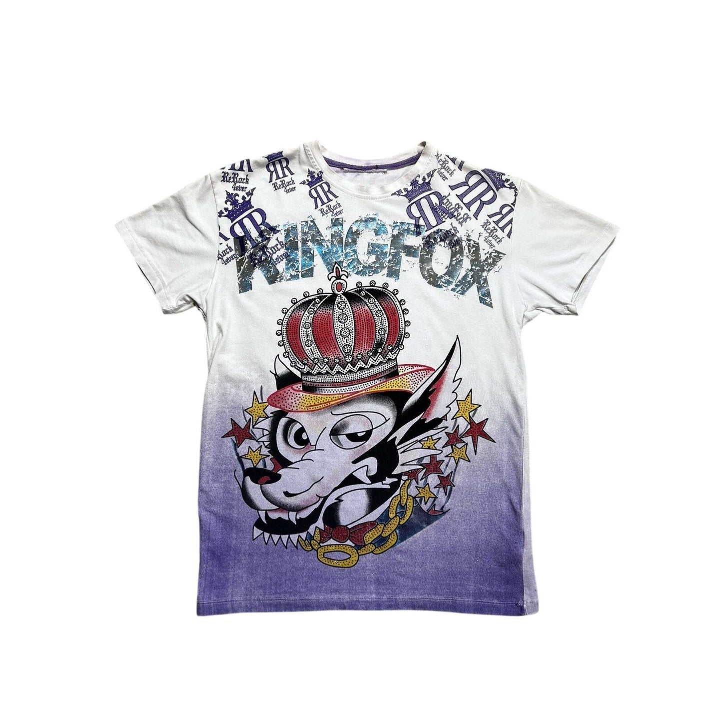 Re Rock Vintage Y2K T-shirt kingfox 4ever rhinestones