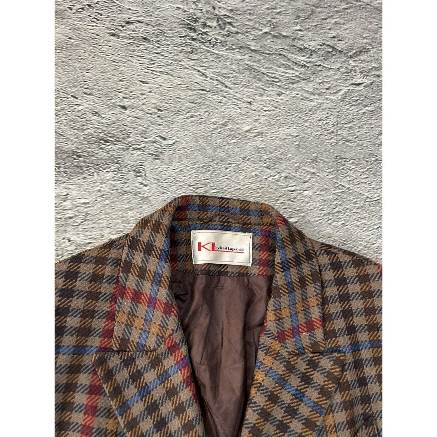 Karl Lagerfeld blazer vintage wool brown checkered