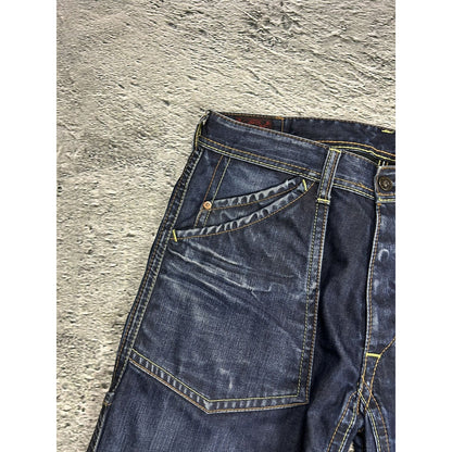 Evisu EU ED jeans vintage denim pants cargo navy blue Y2K
