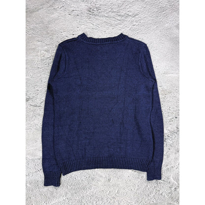 Evisu sweater navy big logo spell out knit made in Japan