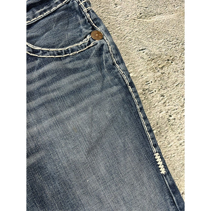 True Religion blue jeans white thick stitching Billy Super T