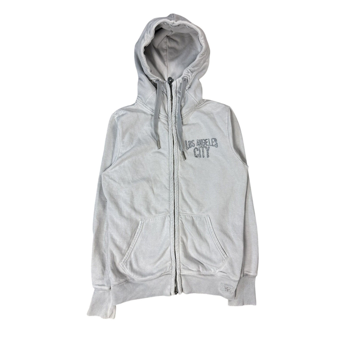 True Religion zip hoodie grey rhinestones logo Los Angeles