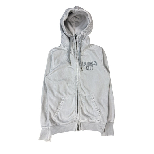 True Religion zip hoodie grey rhinestones logo Los Angeles
