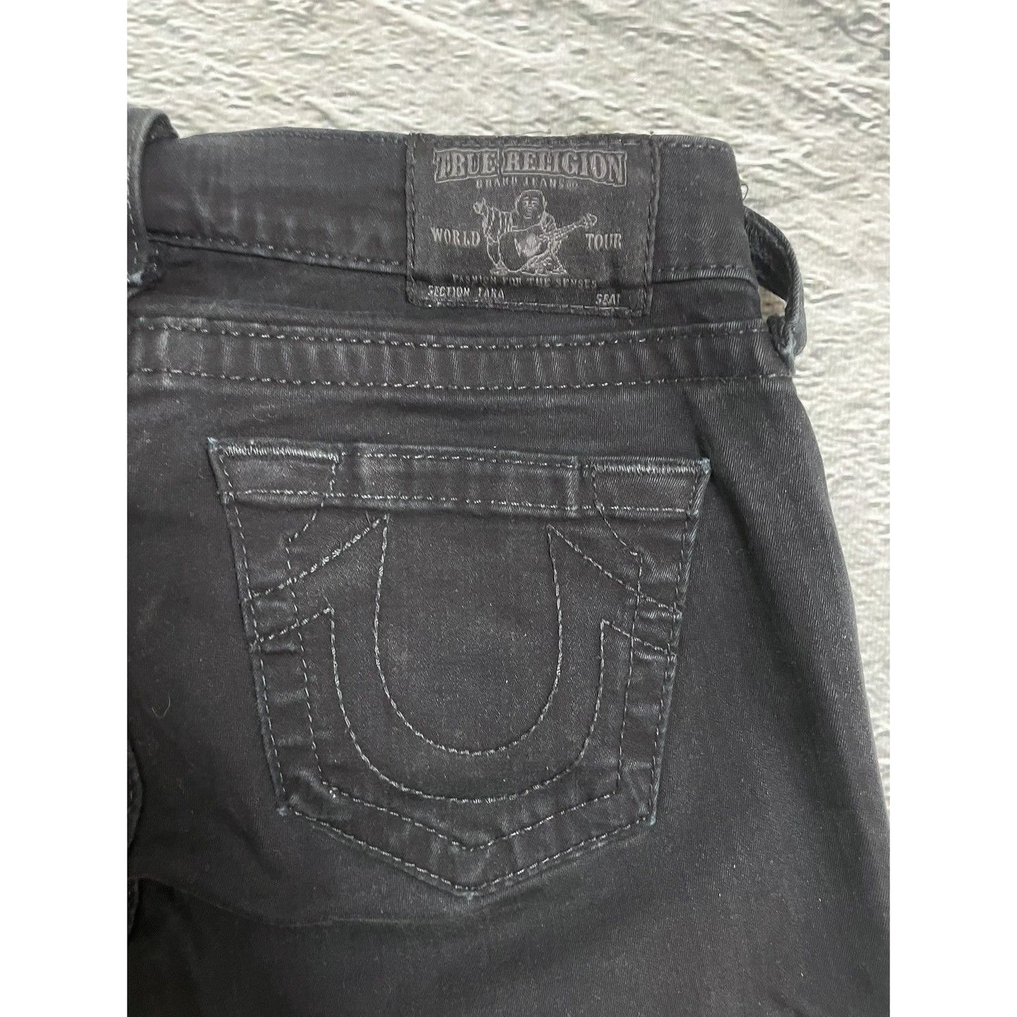 True Religion jeans biker black vintage Y2K slim skinny