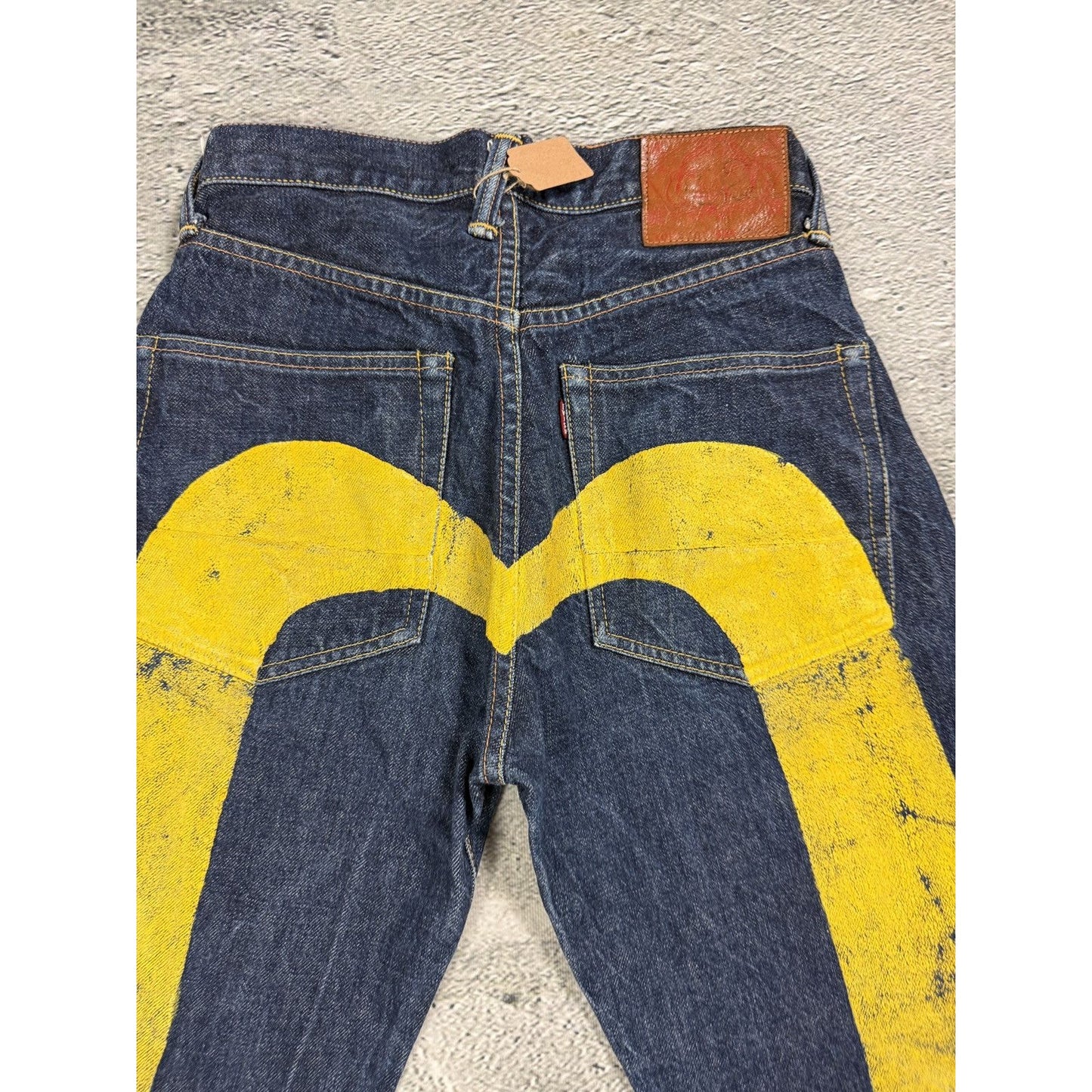 Evisu jeans daicock big logo yellow selvedge denim Japan