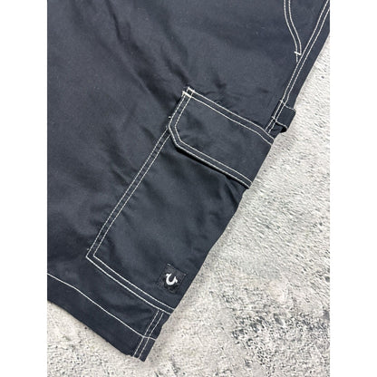 True Religion Cargo Black White stitch jorts denim shorts