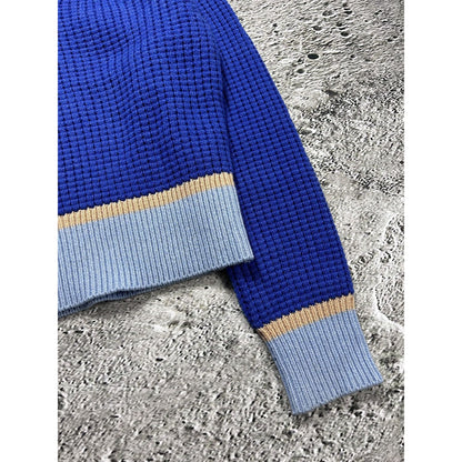 Marni Uniqlo Popcorn Knit V-neck Sweater blue