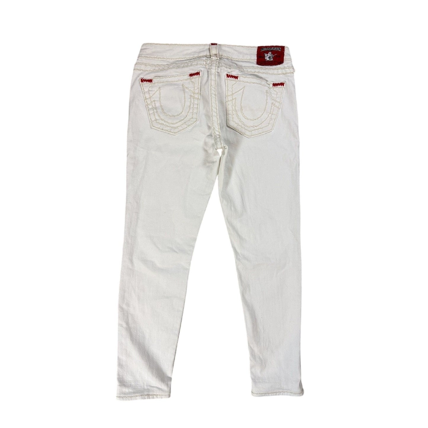 True Religion vintage white jeans slim Stella red stitching
