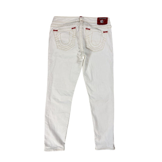 True Religion vintage white jeans slim Stella red stitching