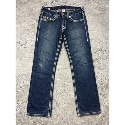 True Religion navy blue jeans white thick stitching Y2K Bobby