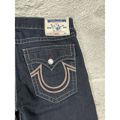 True Religion jeans straight denim red rope stitching