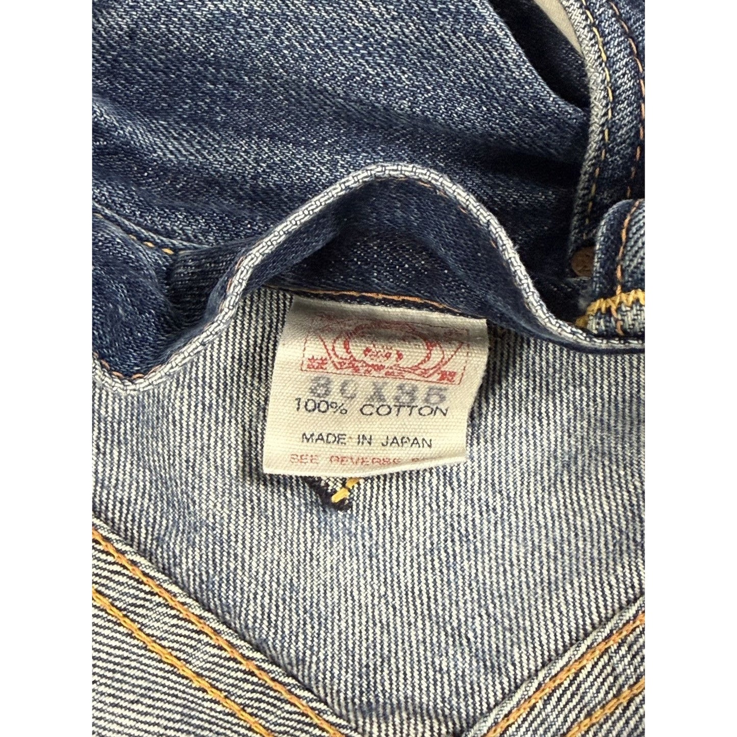 Evisu jeans yellow daicock big logo blue selvedge denim