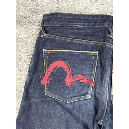 Evisu jeans vintage embroidery seagull logo selvedge red