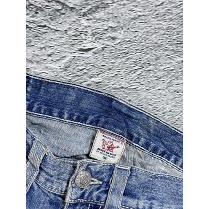 True Religion jeans washed denim white rope stitching