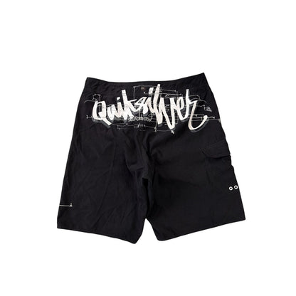 Quiksilver shorts black Y2K vintage fullprint graffiti surf