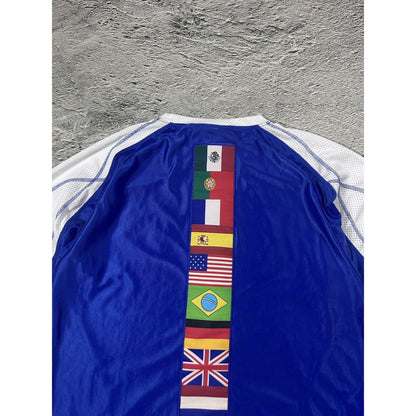 Hard Rock Cafe vintage football jersey blue flags soccer