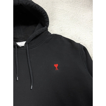 Ami Hoodie black small logo heart sweatshirt