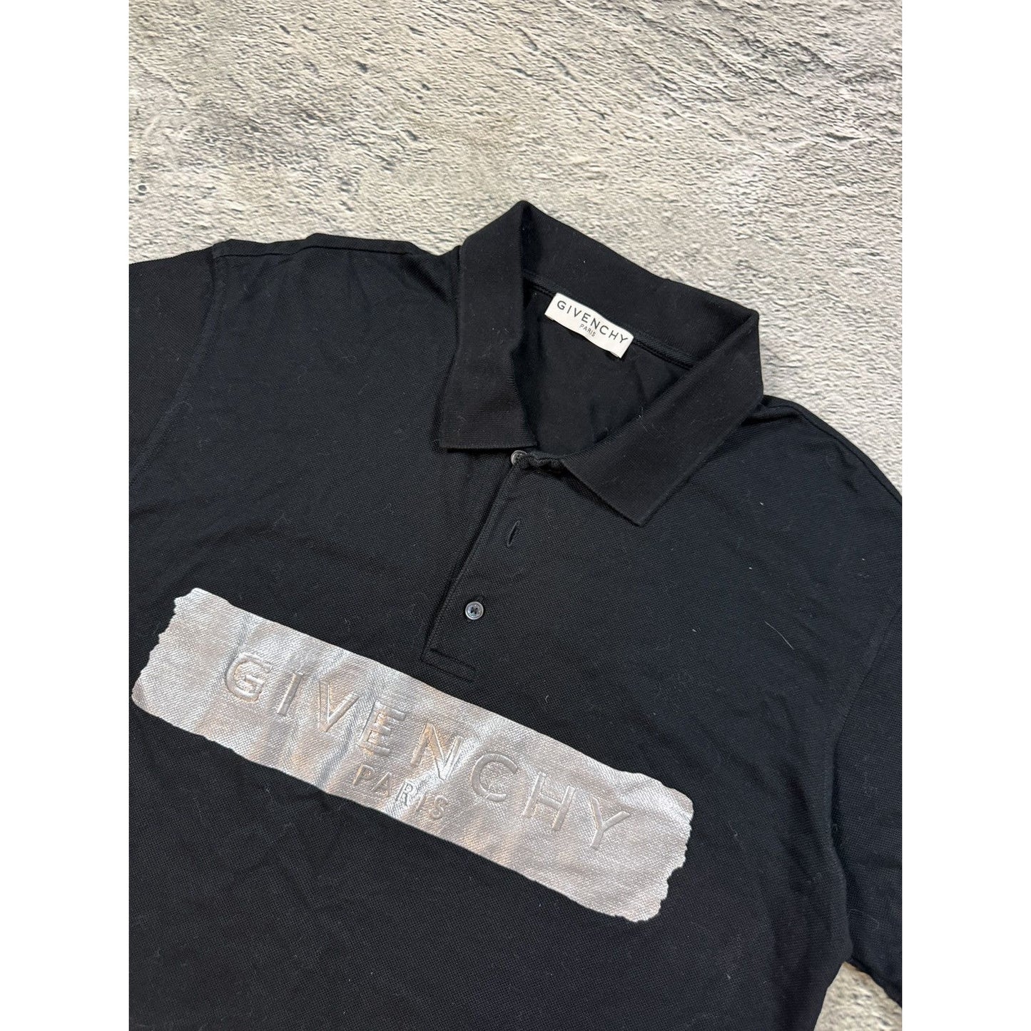Givenchy Paris Polo T-shirt Black Silver Tape