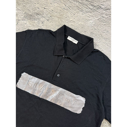 Givenchy Paris Polo T-shirt Black Silver Tape