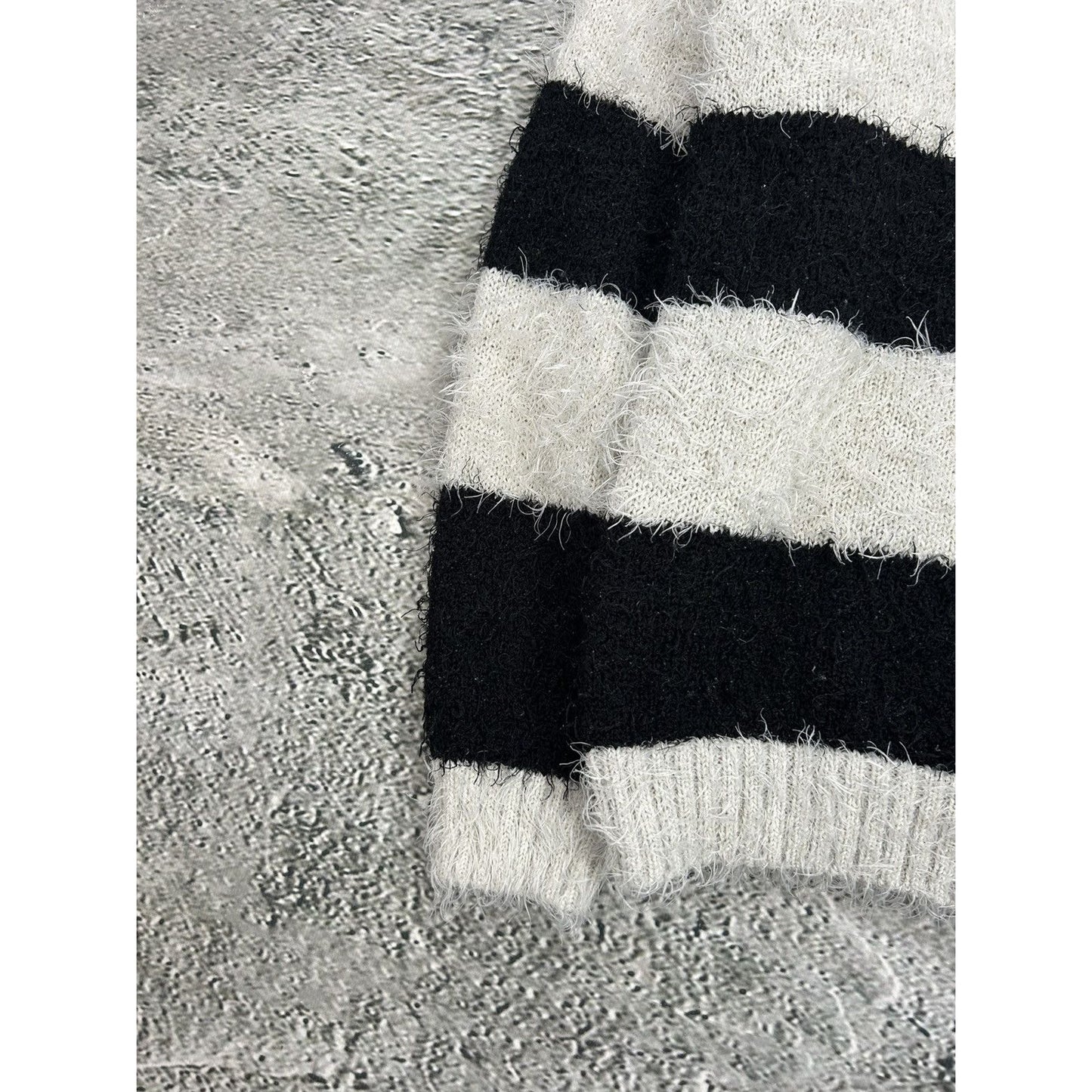 Milk Copenhagen Mohair Sweater Striped Black White Hairy