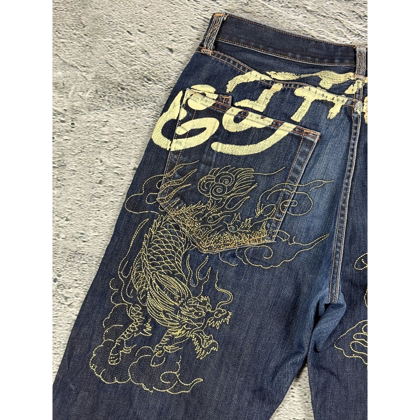 Ed Hardy Christian Audigier vintage jeans big logo dragon