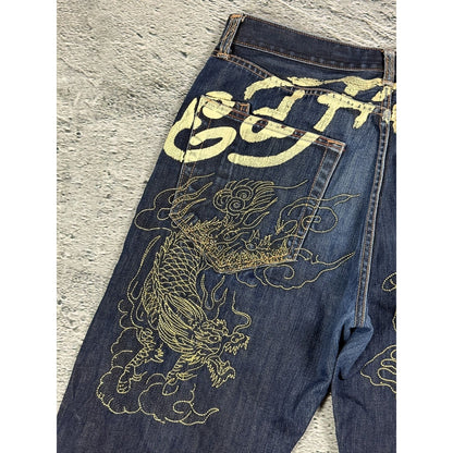 Ed Hardy Christian Audigier vintage jeans big logo dragon