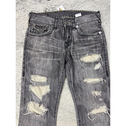 True Religion vintage grey jeans fat white stitching Ricky