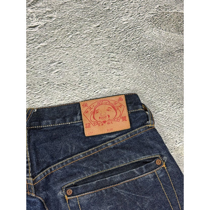 Evisu jeans big logo seagull selvedge denim Y2K navy blue