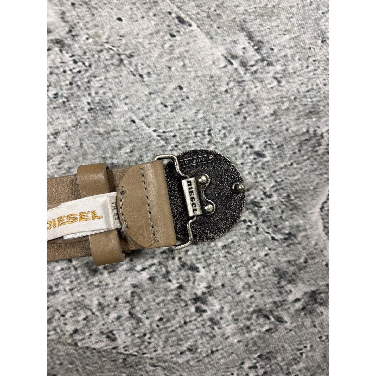 Diesel belt leather cow big buckle beige