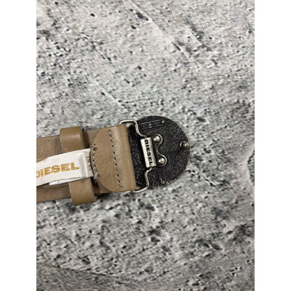 Diesel belt leather cow big buckle beige